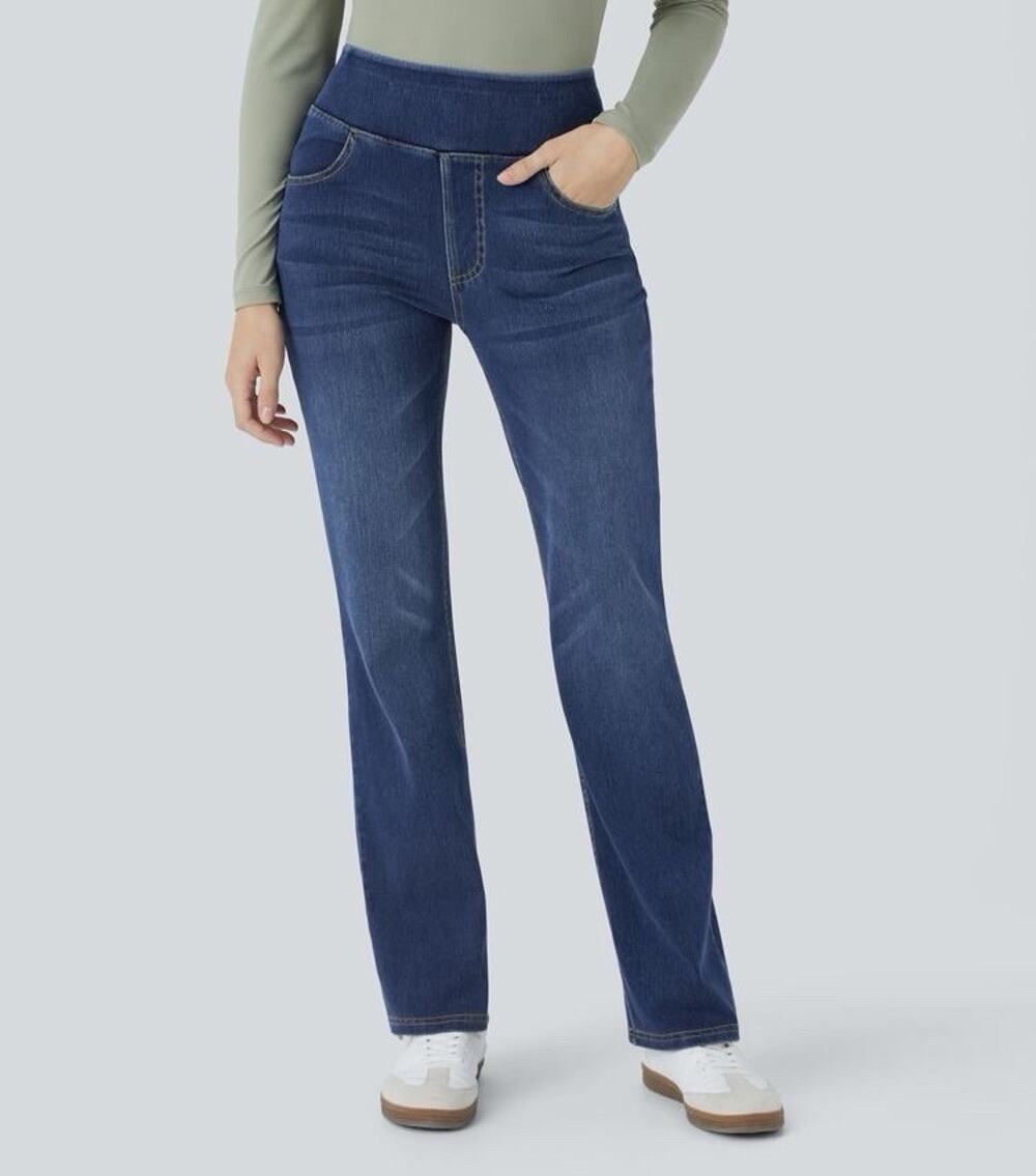 Halara Flex™ High Waisted Pockets Washed Casual Bootcut Jeans S